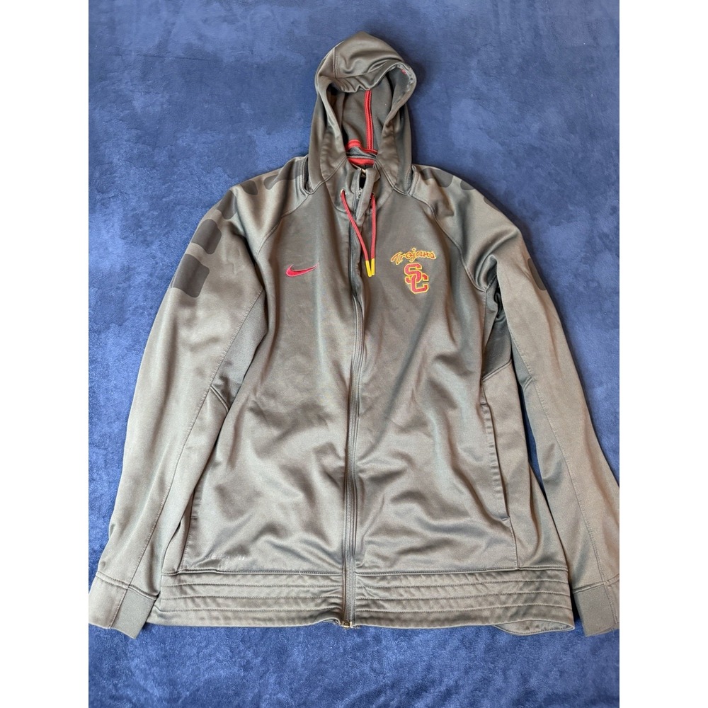 Nike USC Trojans Thermafit Full Zip Hoodie Charcoal Gray Mens Large